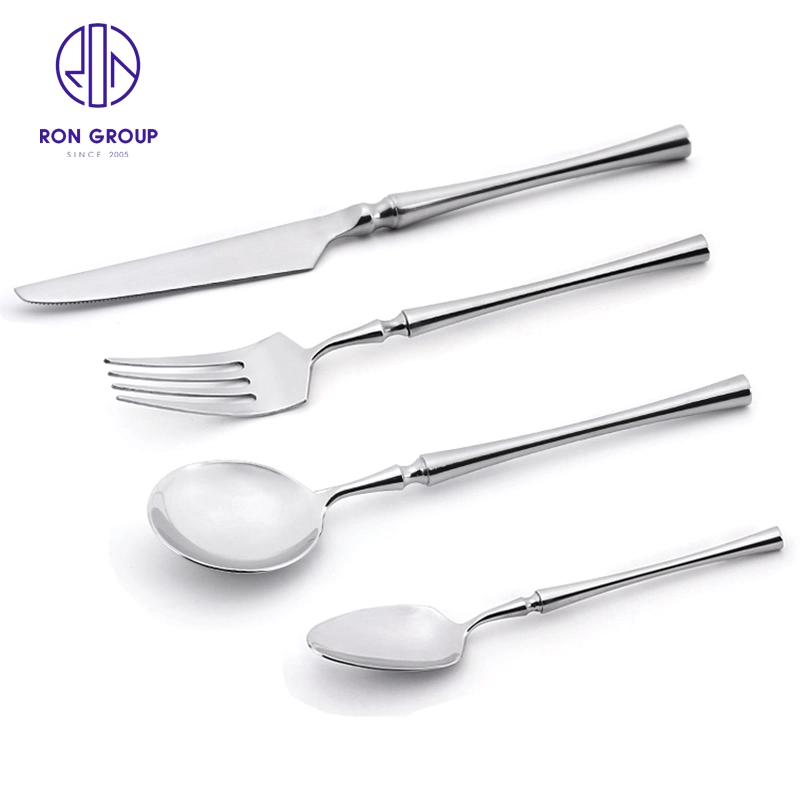 Western Restaurant Hotel Kitchen Slim Handle Knife Spoon Fork Solid Talheres de aço inoxidável Gloss Silver