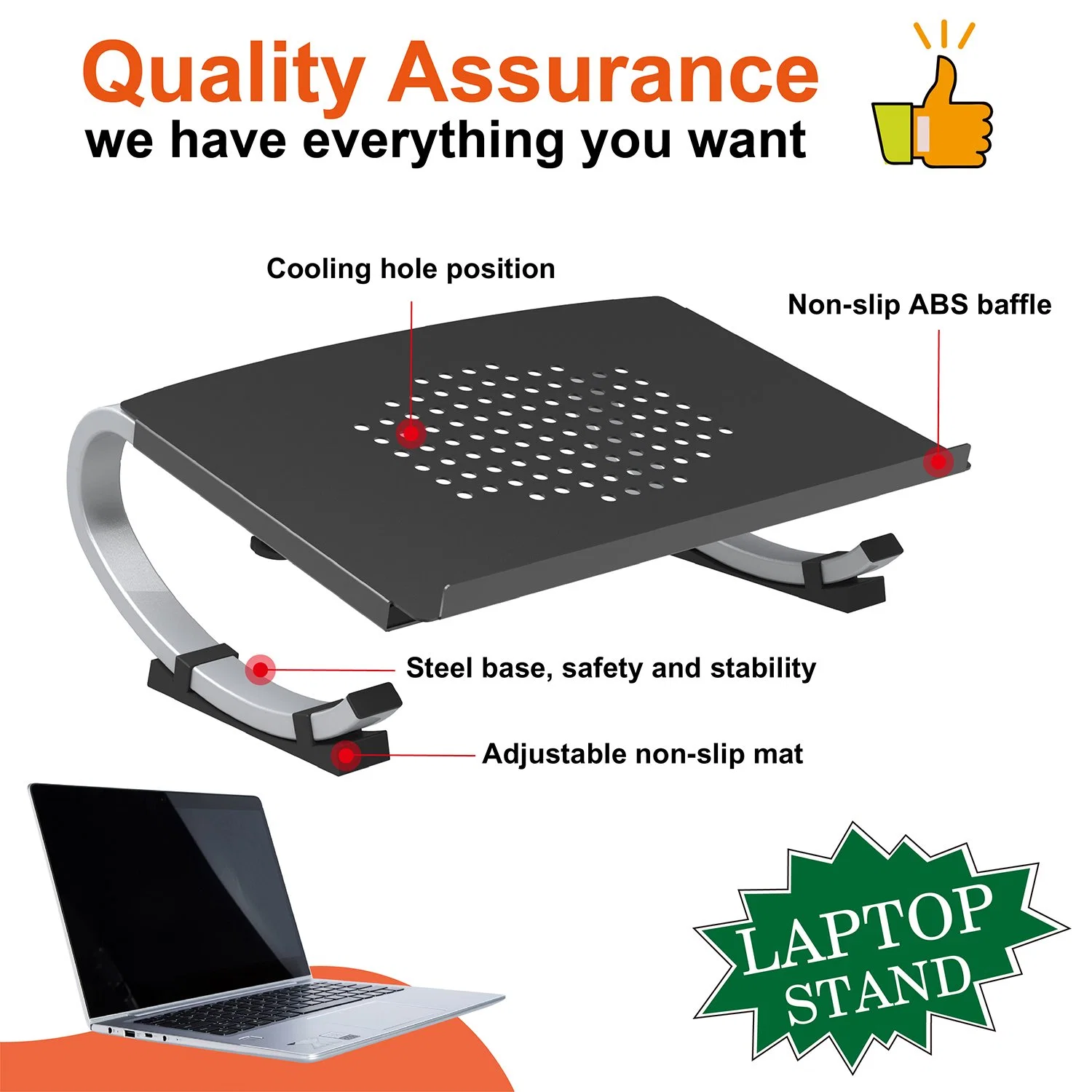 Non-Slip ABS Baffle Laptop Stand with Cooling Hole and Adjustable Non-Slip Mat Other Computer Accessories