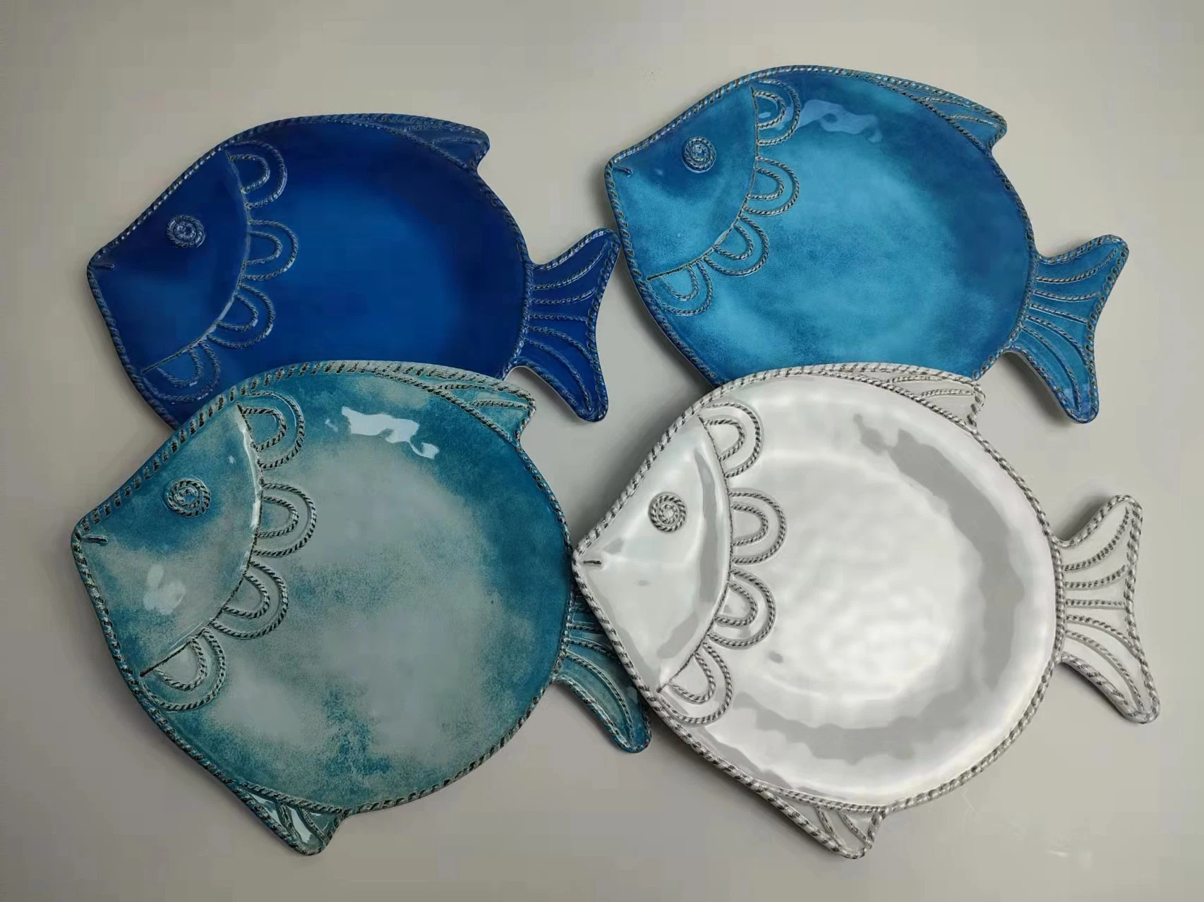 Cute Fish Shape Food Grade Melamine Family Table Ware Dinners