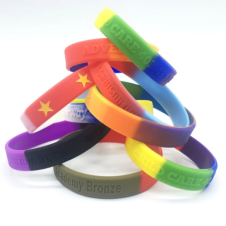 Bulk Cheap Gym Round Hand Bands Cheap Silicone Logo Embossed Bracelet