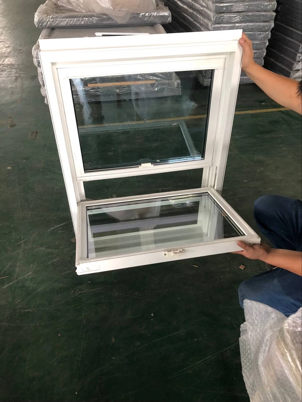 Manufacturer Anti-Thief Tempered Glass UPVC Double Hung Sash Window for Villa Project