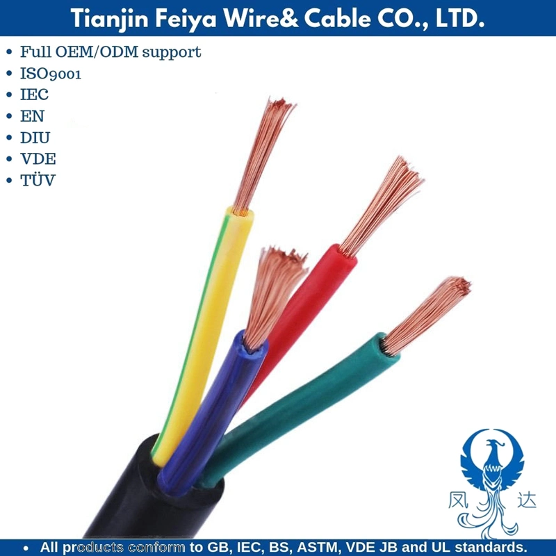 Nyy H07z-R 450/750V BVV Rvv PVC/XLPE النحاس الخالي من الرصاص كبل كهربائي مرن متعدد المراكز من نوع Conductor Wire