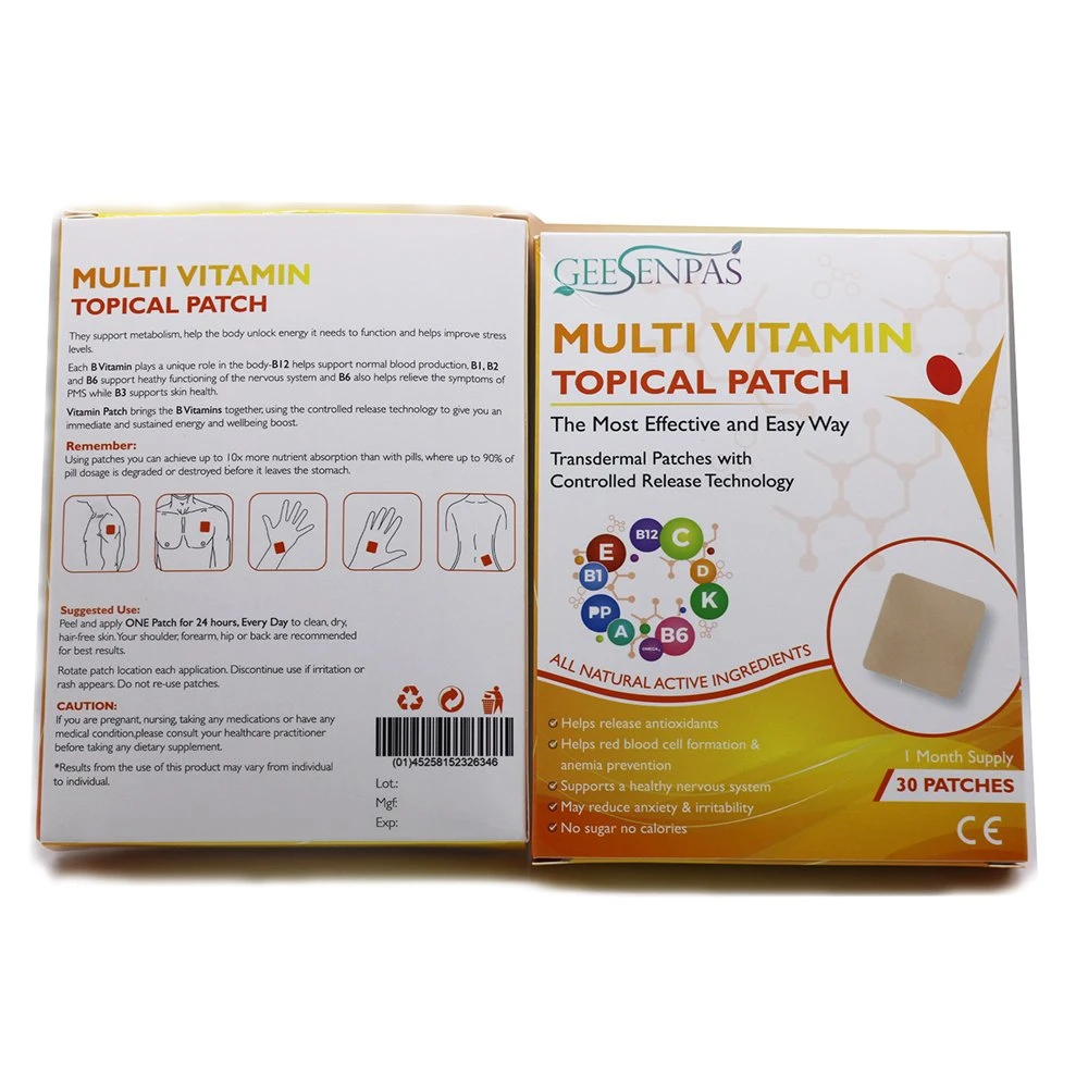 Produits de personnalisation vitamine Patch anti anxiété Multi Supply vitamine topique Plâtre