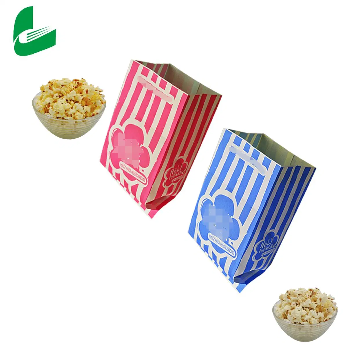 Branded Hot Sale White Craft Paper Pack Popcorn Bags for Party