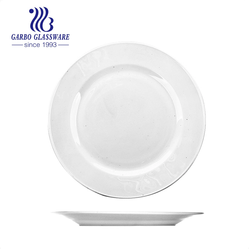 Plato de cena al por mayor de 10 pulgadas personalizado y barato Opal Calcomanías Blanco Opal vidrio vajilla vajilla para el Restaurante Home