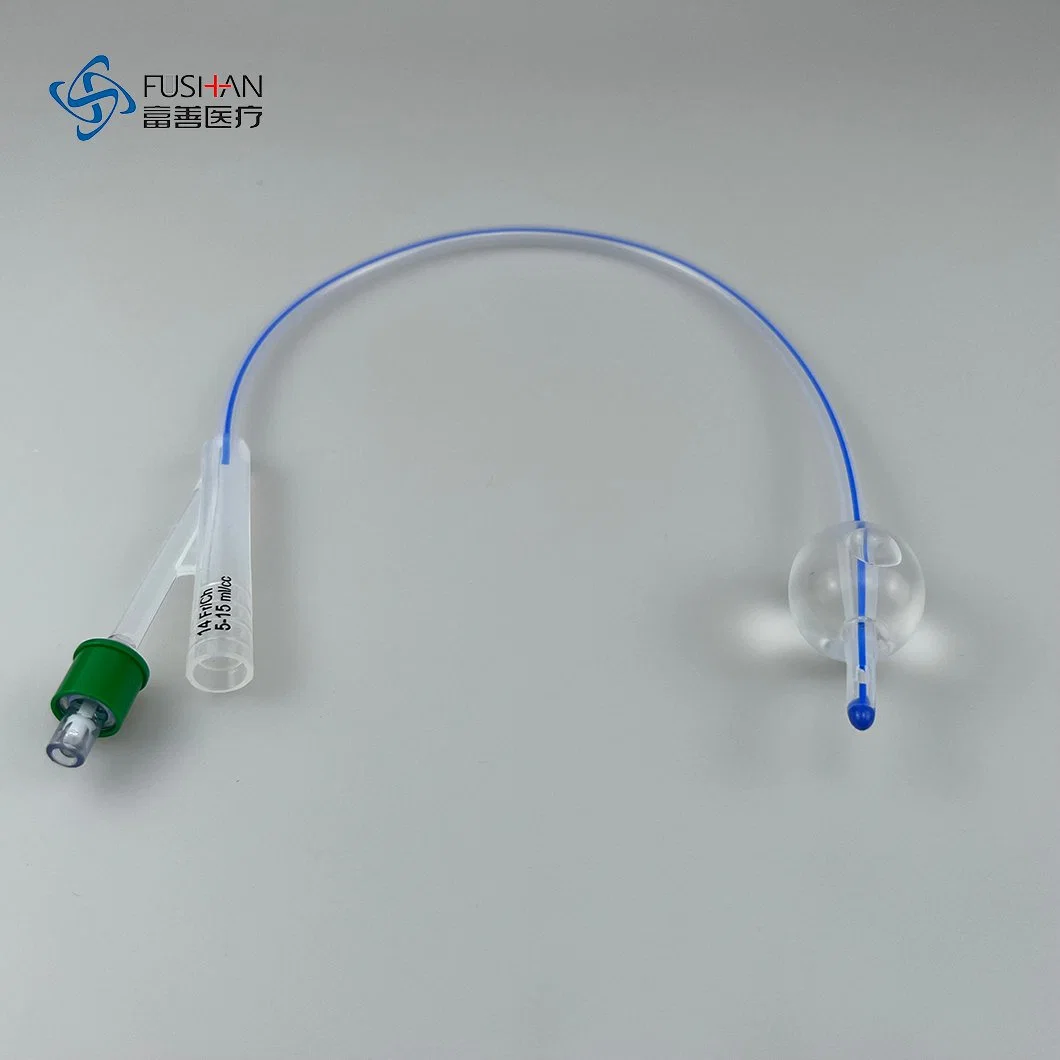 Schöne Qualität 2 Wege Silikon Foley Tube Double Lumen Urinary Katheter Medizinische Einmalartikel Sugical Supplies mit Urinbeutel CE ISO13485 (6Fr-24FR)