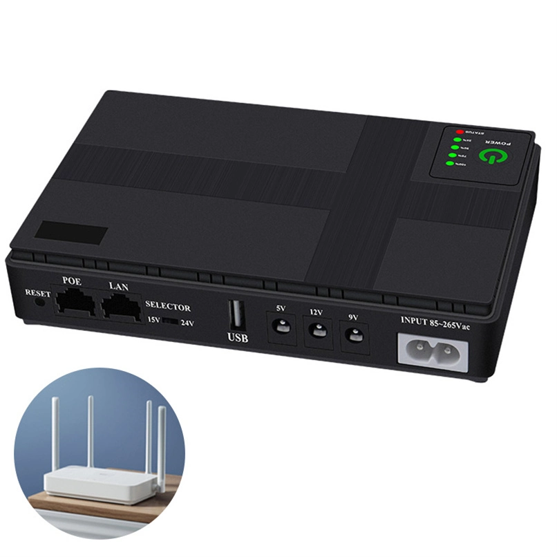 Batería de reserva de batería de reserva de batería portátil sin interrupción DC Online 5V 9V 12V Mini UPS para WiFi Router módem alarma de red
