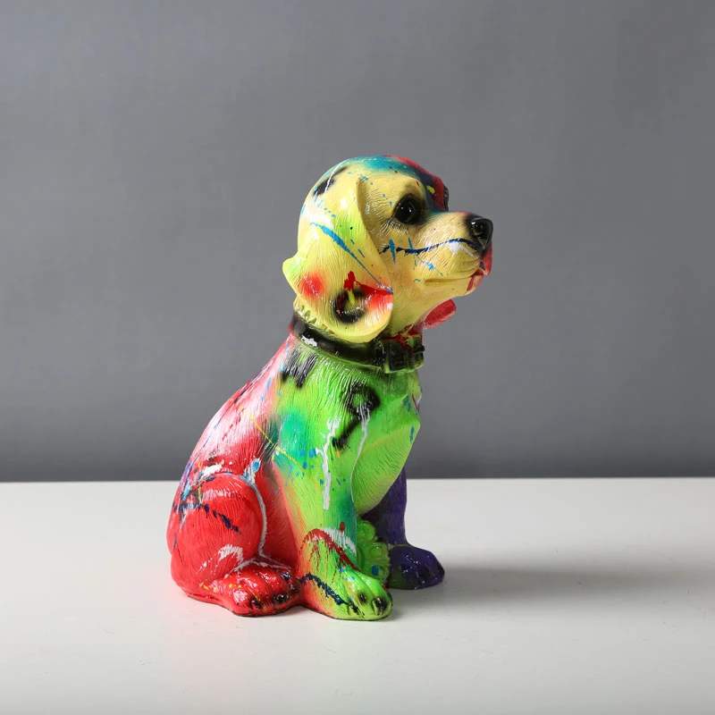 Greyhound pintados Graden adornos de la casa de Artesanía de resina de color fluorescente