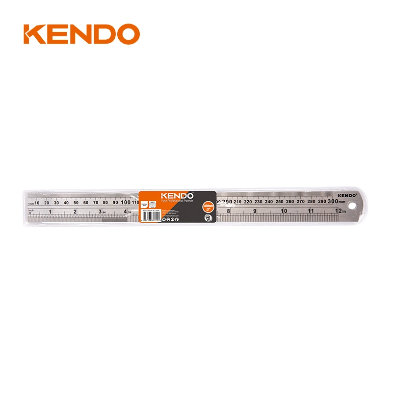 Kendo 30cm 1m Stainless Steel Etched Scale Metallic Straight Ruler for Draw Straight