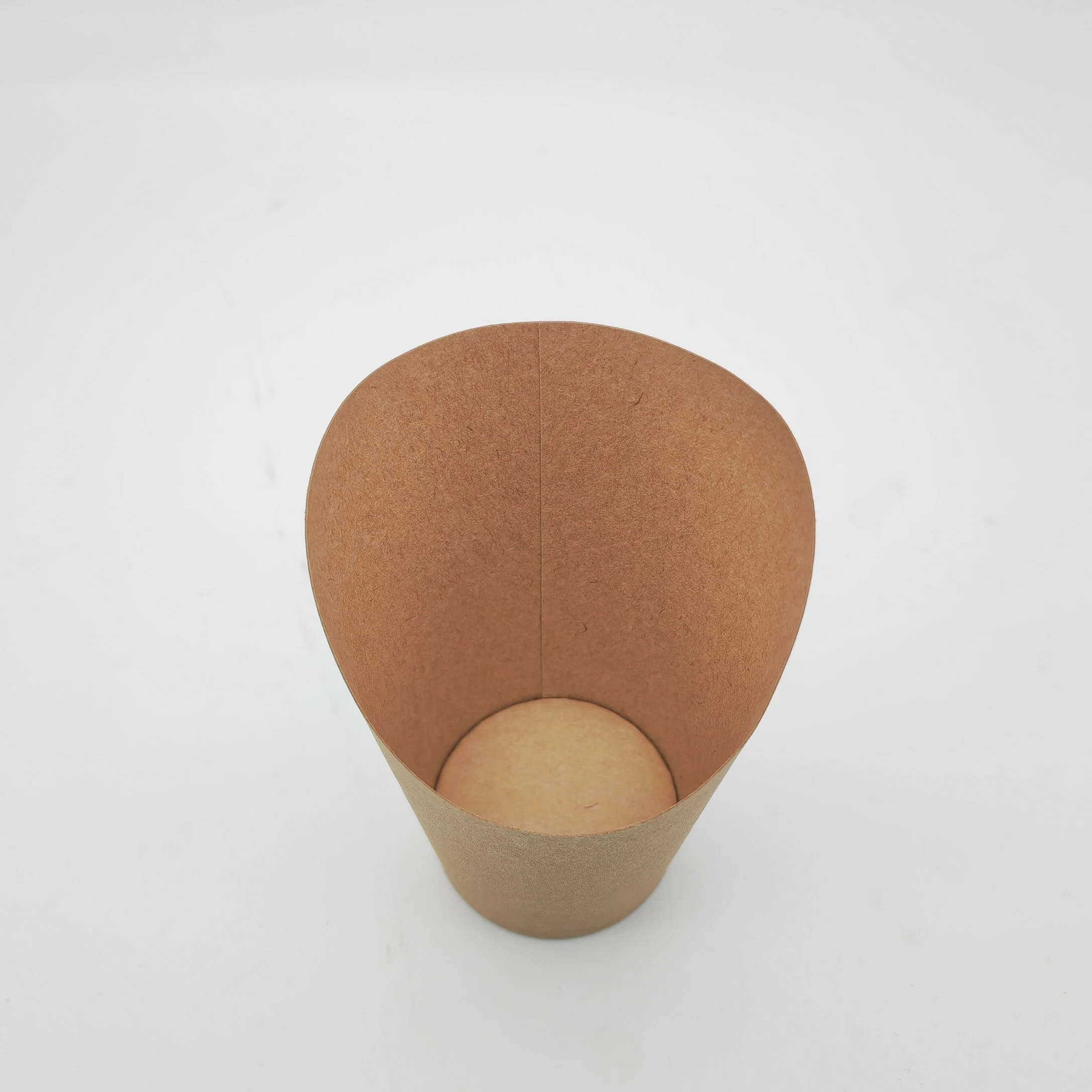 Disposable Take Away Bevel Fries Cup Print Brown Kraft Paper