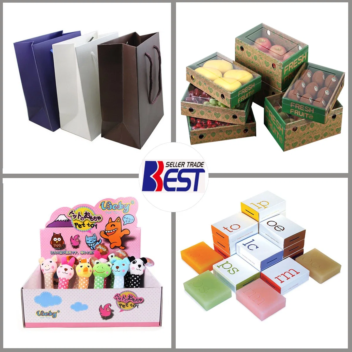 Wholesale/Supplier shopping Bags, Fruit Display Box, Soap Box, Food Packaging Box.