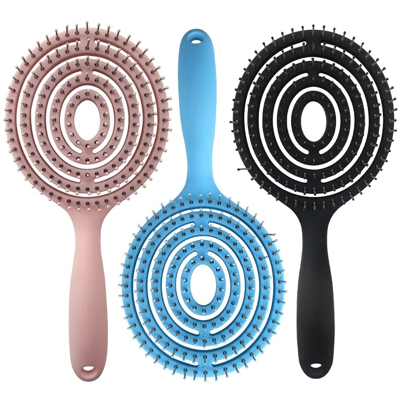 New Detangling Hair Brush Wholesale/Supplier Hot Sale Round Nylon Bristle Wet Hair Curved Vent Brush