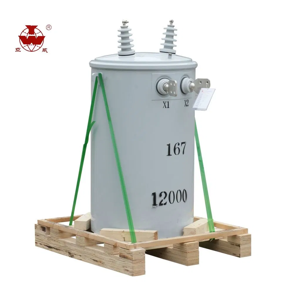 Yawei 100kV 12,47kv/600 فولت مغمور بالزيت، محول أحادي الطور مركب على القطب مع UL