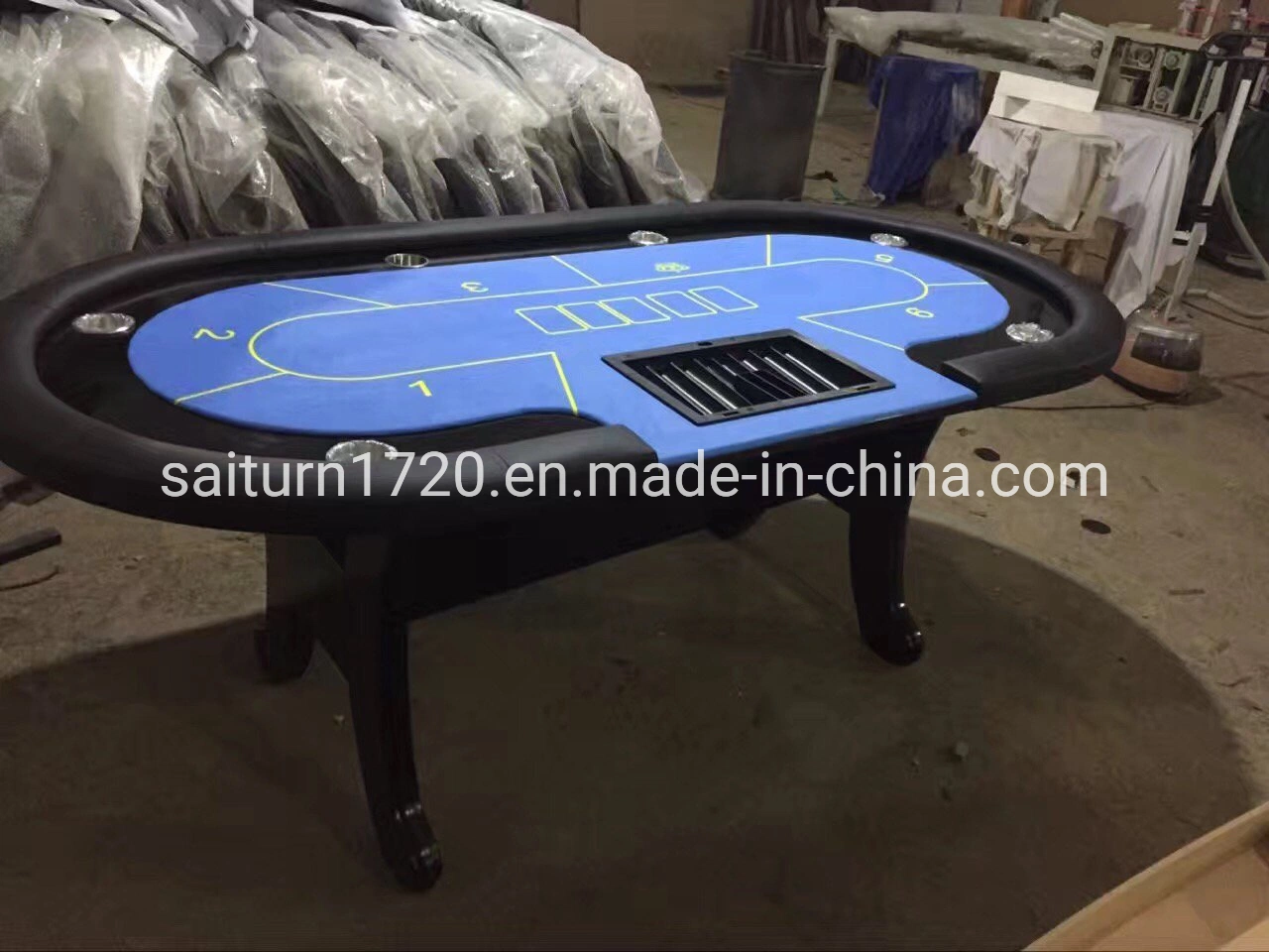 Custom Poker Table with Real Wooden Leg with Dealer Spot