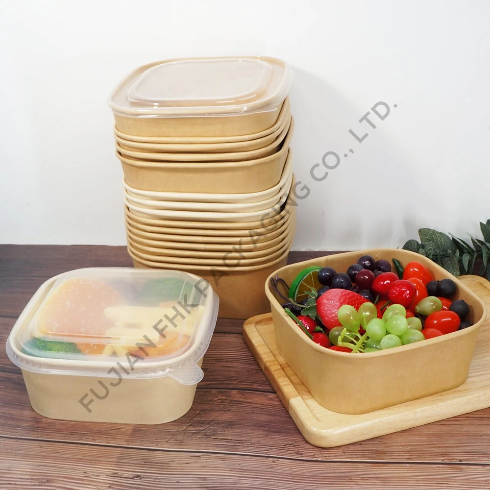 Wholesale/Supplier Custom Logo Disposable Fast Food Packaging Square Paper Salad Bowl