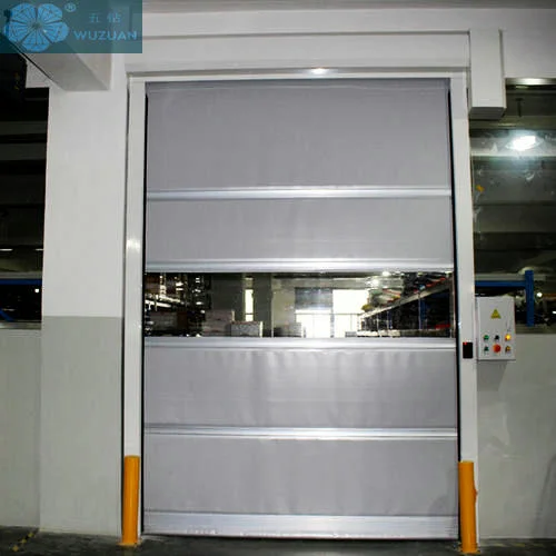 0.8 - 1.2mm Soft Plastic Curtain with 0.8 - 2mm Thick Clear PVC Window High Speed Roller Shutter Doors