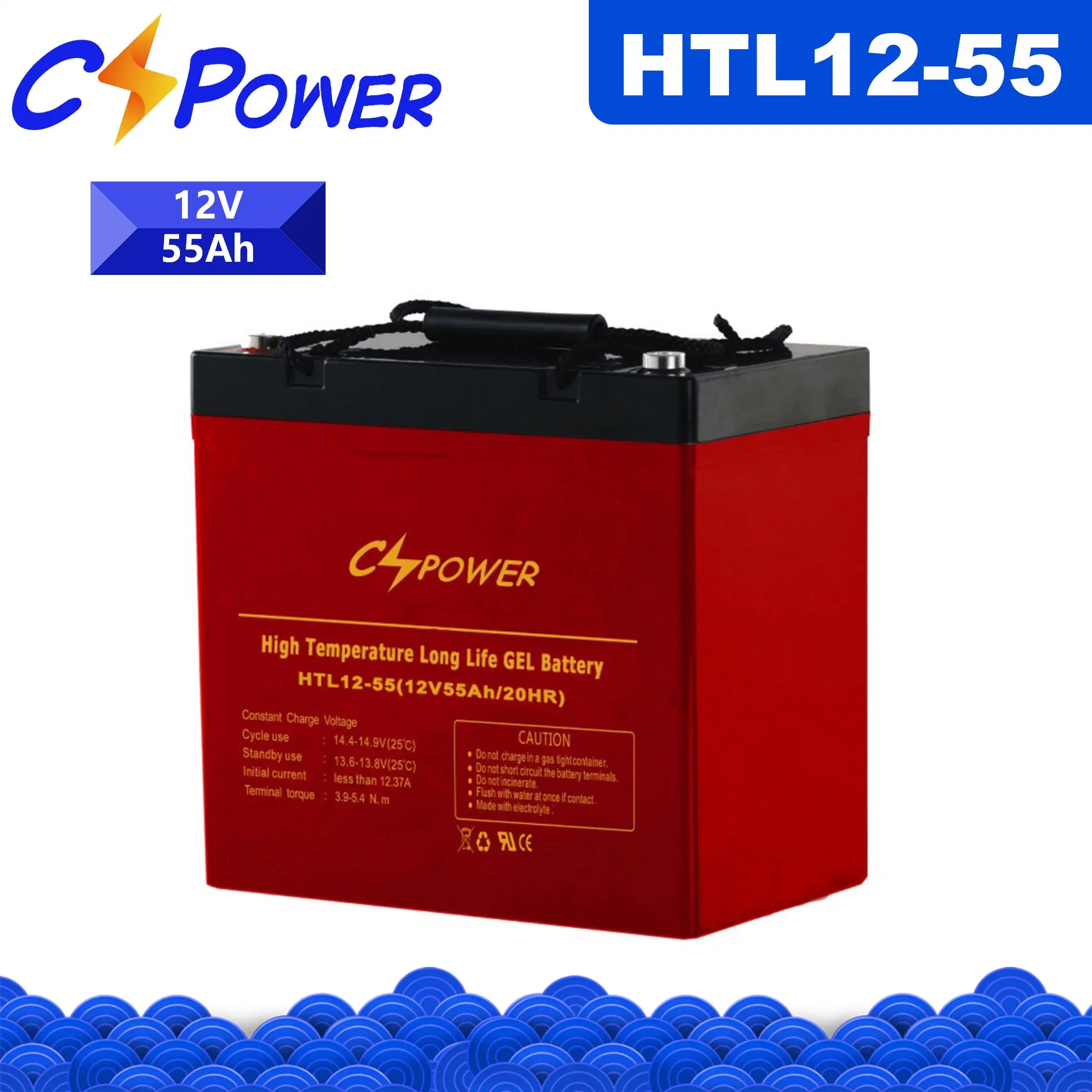 Cspower Battery Htl12V55ah High-Temperature-Deep-Cycle-Gel-Battery for Solar/UPS/System/Solar-Panel-Battery/Rechargeable-Battery