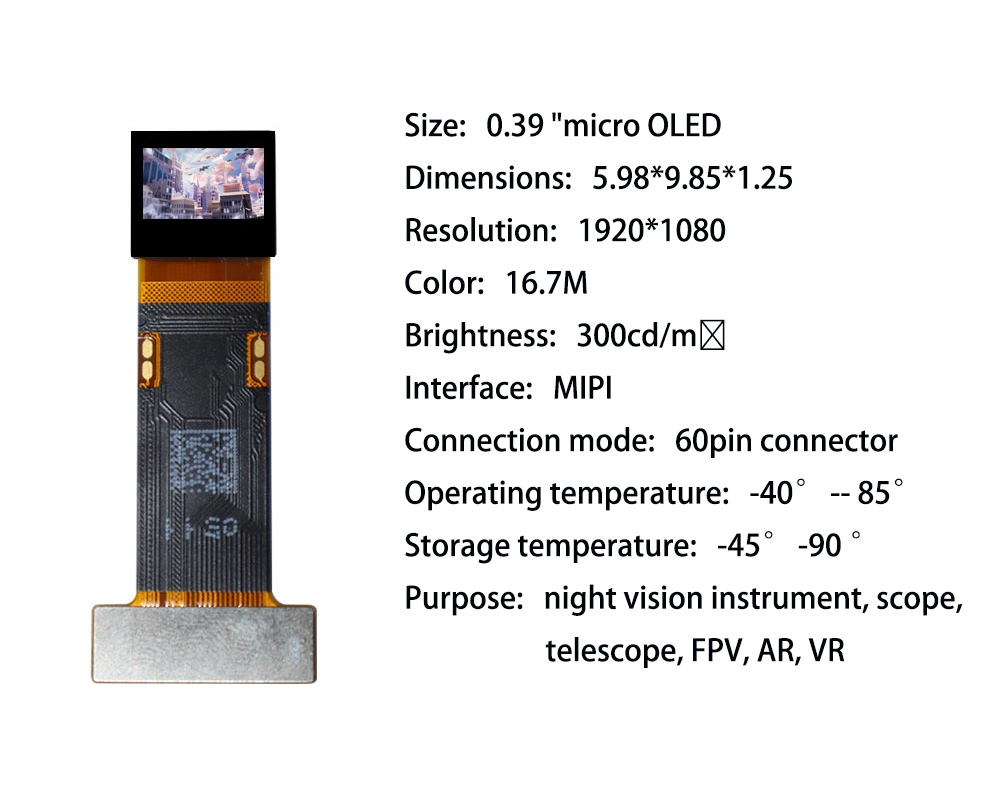 Pantalla de visión nocturna Micro OLED de 0,39 pulgadas