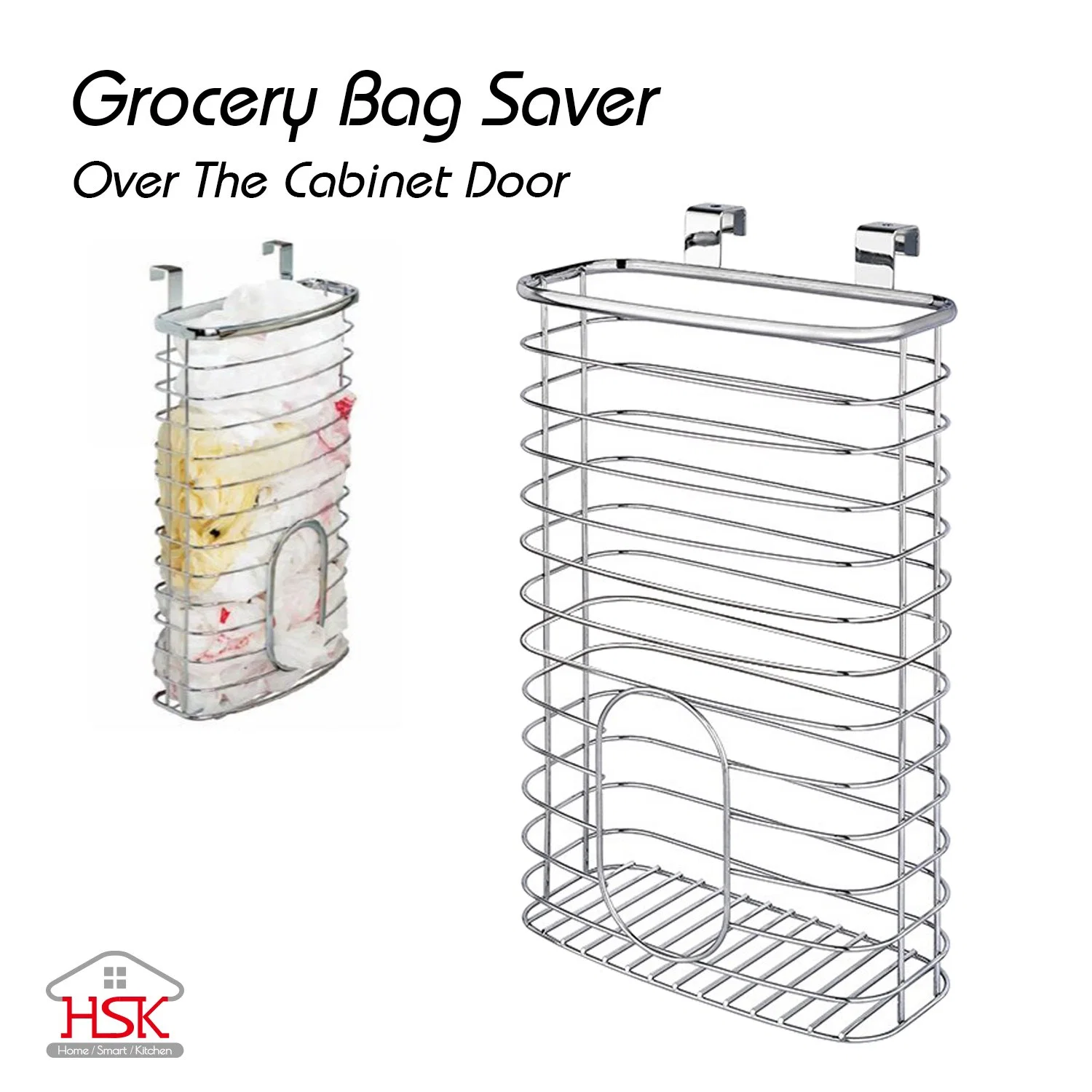 Kitchen Over Cabinet Grocery Bag Storage Holder Organizer