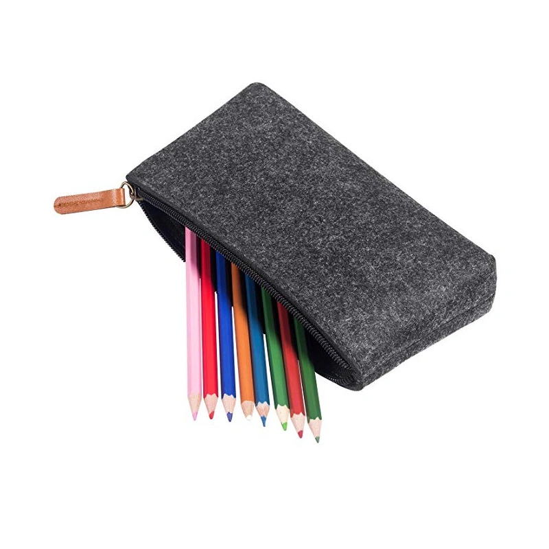 Large Capacity Pencil Pen Case Durable Felt Students Stationery Pouch Pencil Bag