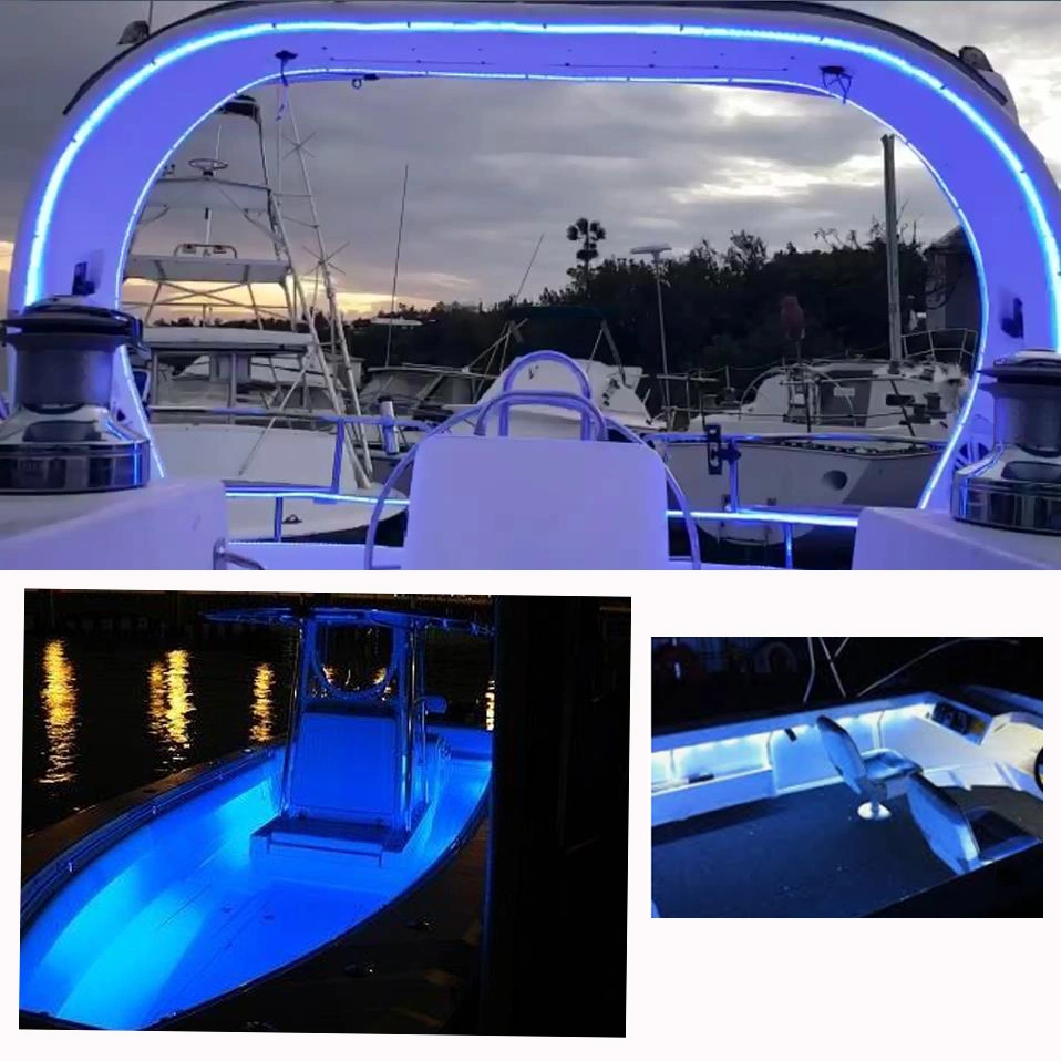 LED Under Deck Pontoon Boat Light Kit Waterproof Blue LED Boat Strip Lights