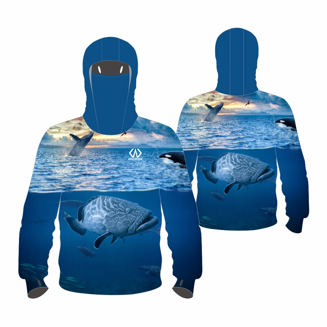 Popular Polyester Spandex Anti-UV Upf50+ Comfortable Fishing Sports Wear with Hoodie