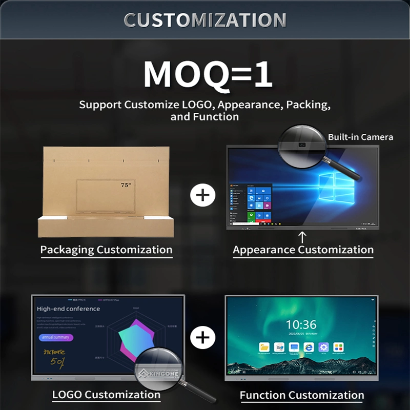 OEM ODM 55 65 75 86 100 Inch All in One PC Multi Touch School Board Interactive Whiteboard Smart Board with Dual System