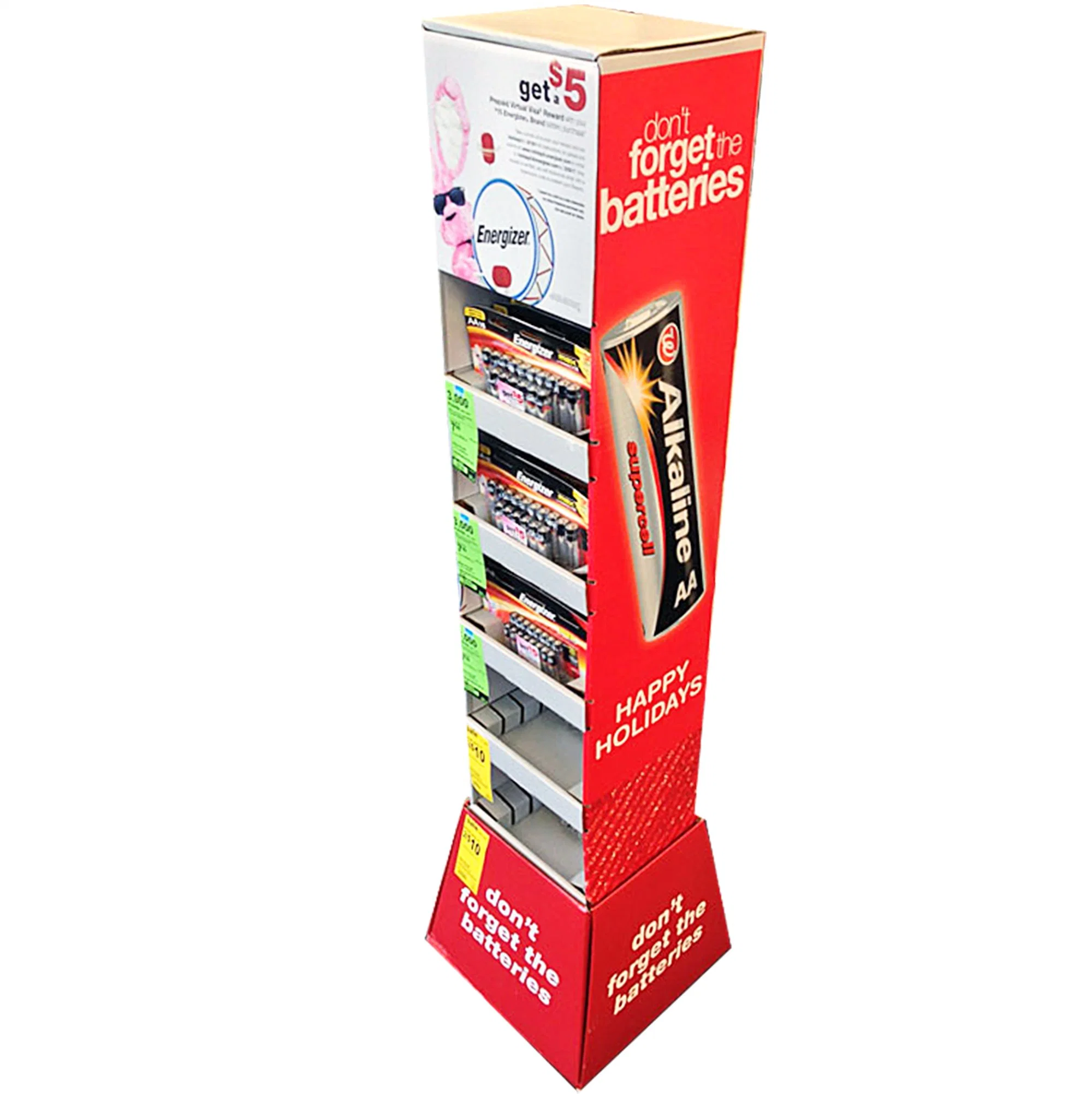 Stationery Supplies 5-Tier Corrugated Floor Displays with Front Lip