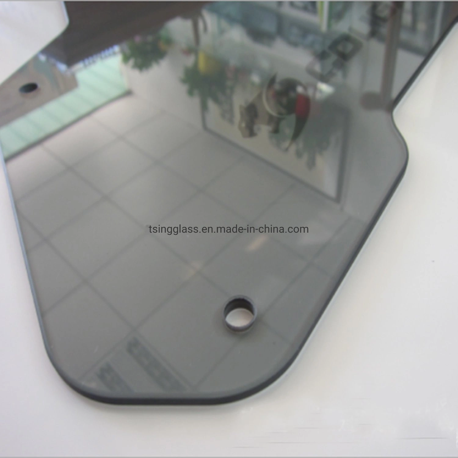 Customized 3mm Colored Grey Tempered Glass Silk Screen Special-Shaped Computer Case Panel Glass