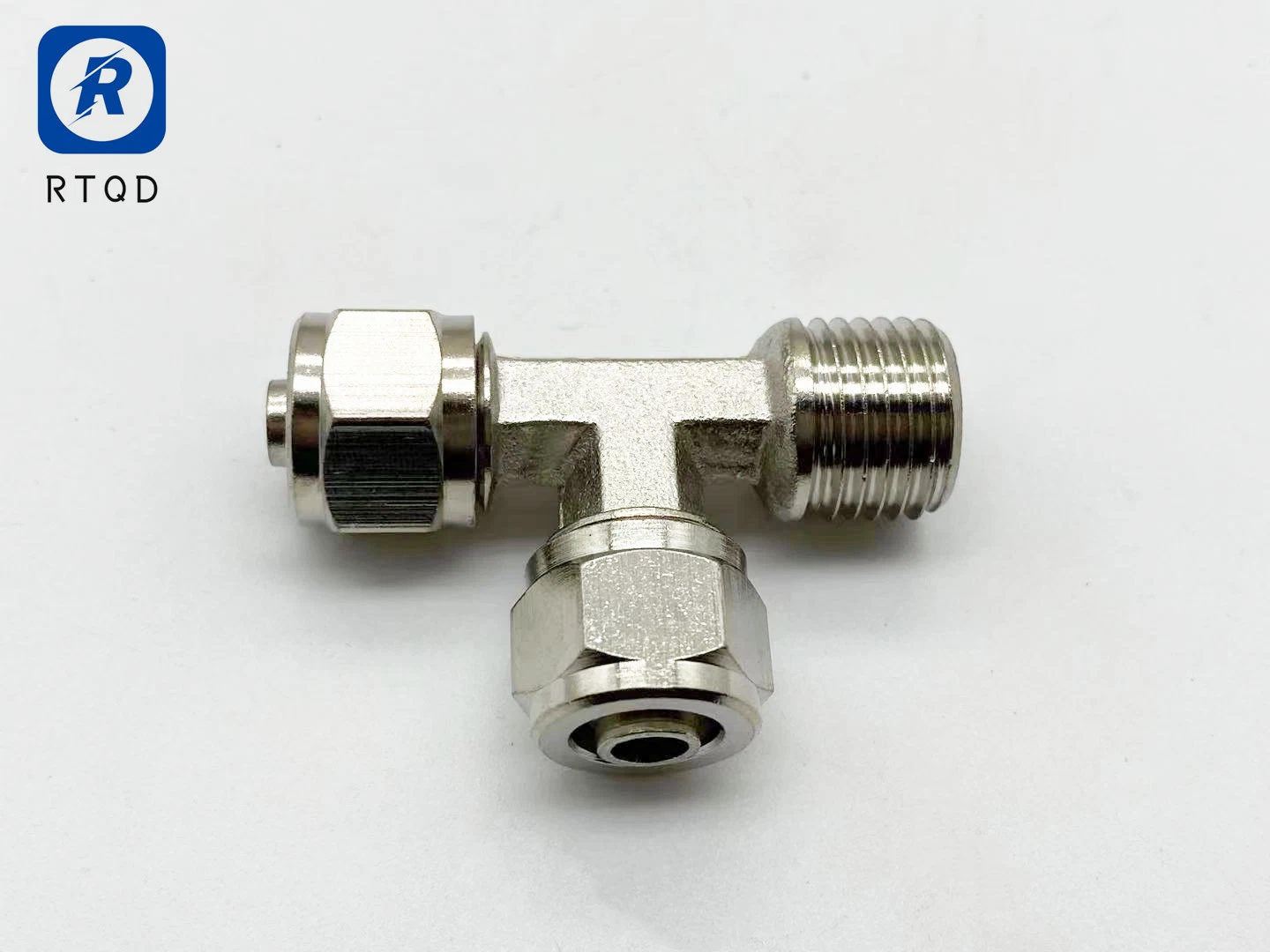 Quick Screw Series Tee Side External Thread Hose Lock Female Coupling Copper Nickel Plated Brass Metal Pneumatic Fitting Kld Series