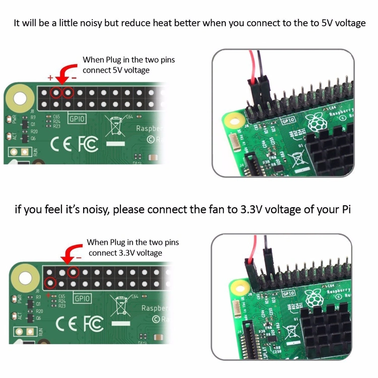 Brushless CPU 5V / 3.3V Cooling Fan with Screws for Raspberry Pi 3