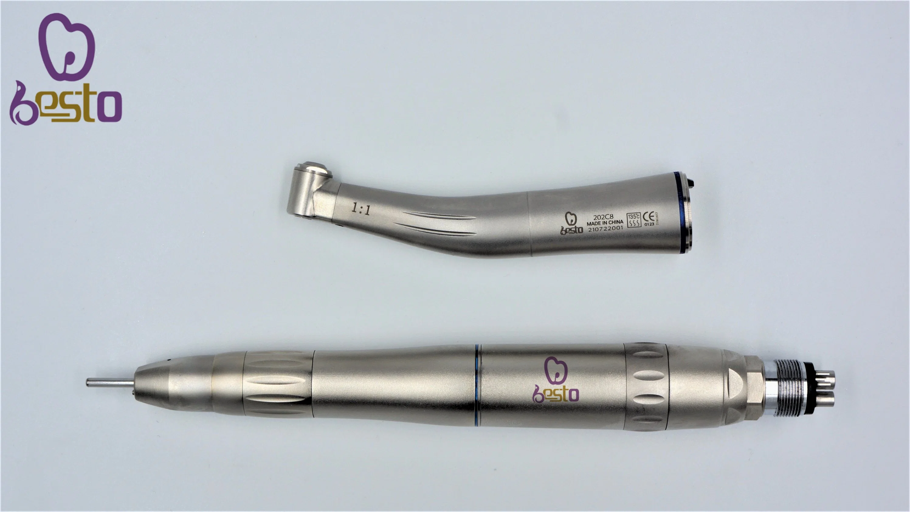 Dental Clinic 1: 1 Internal Water Spray Fiber Optic Low Speed Turbine Set Contra Angle + Straight +Air Motor Handpiece