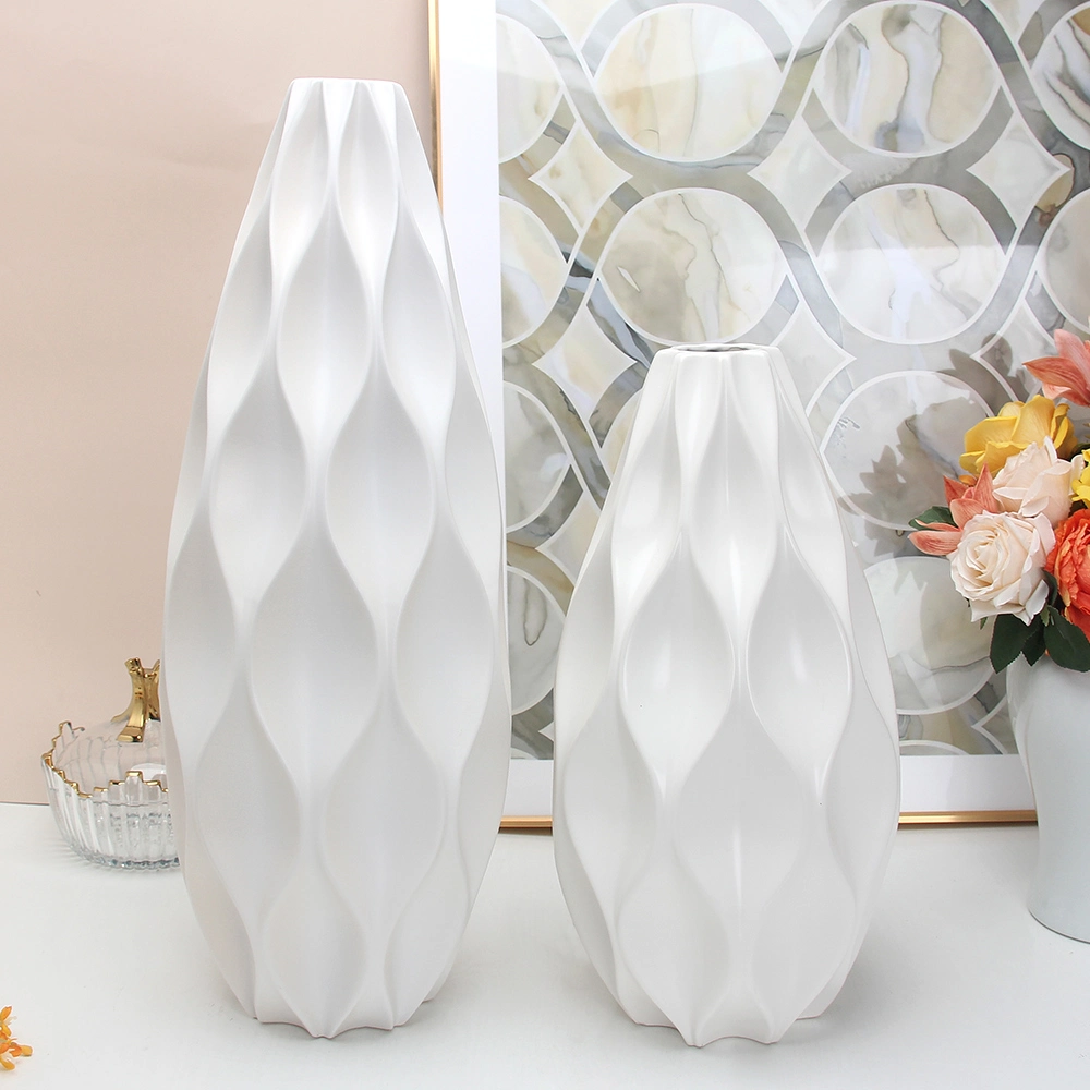 V081 Nordic White Ceramic Aesthetic Flower Vase Sets Wedding Decor Accessories Porcelain Large Table Vase for Hotel