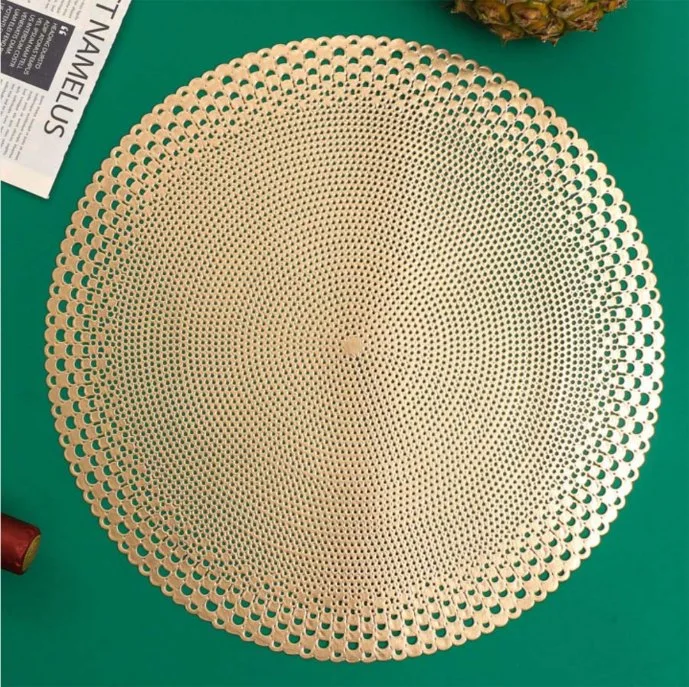 38cm Round PVC Fancy Round Nordic Hollow Gold Sliver Table Mat