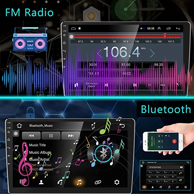 Sistema estéreo de Car Audio - Carplay Apple, Android, pantalla táctil, Auto/llamadas de audio Bluetooth de la unidad de cabeza, no Reproductor de CD, el receptor de radio FM RDS Cámara, Copia de seguridad soy DAB