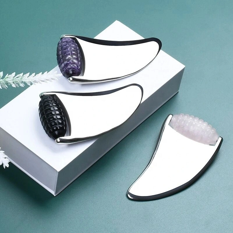 New Design Metal Facial Massager Silver Gua Sha Scraping Ice