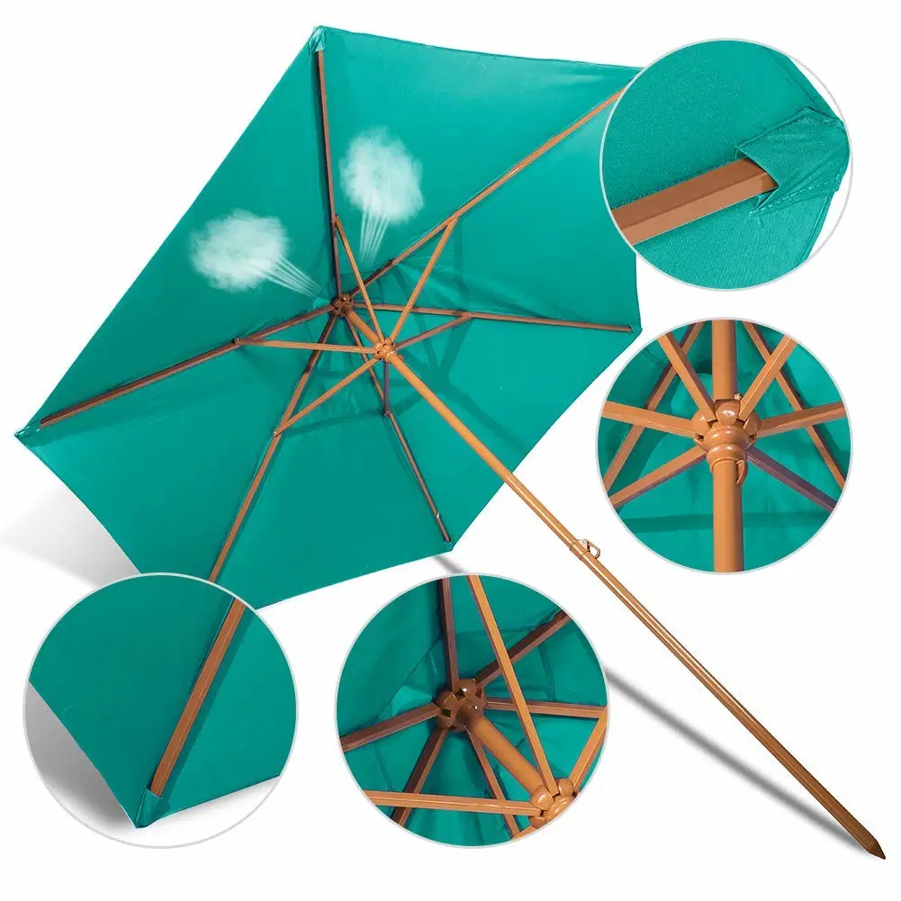 Beach Umbrella Polyester Canopy Portable for Beach Outdoor UV Protection Upf 50+