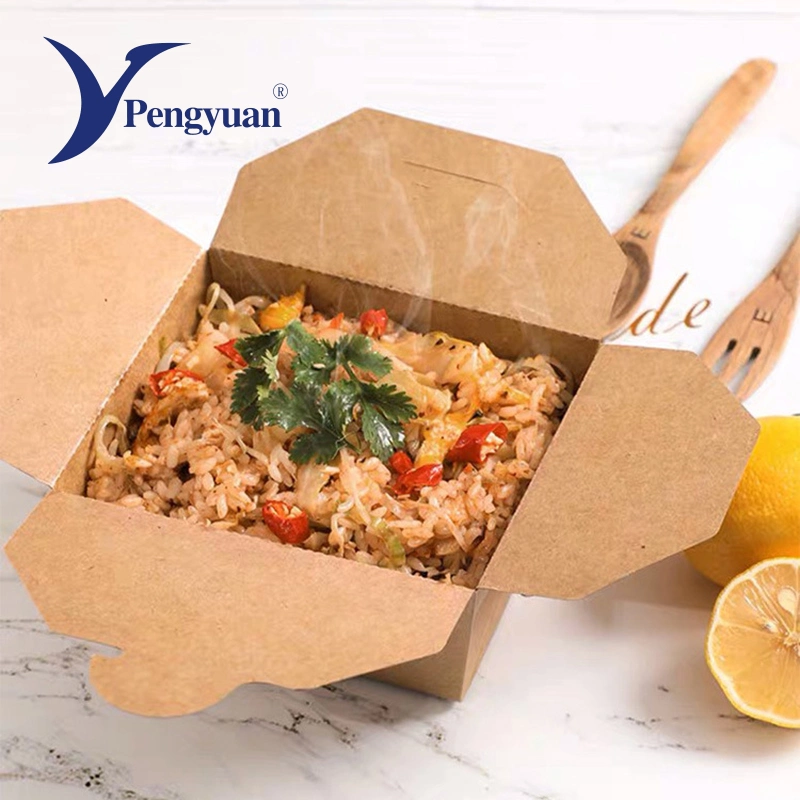 Wholesale/Supplier Disposable Printed Kraft Paper Box Noodle and Salad Takeaway Food Container