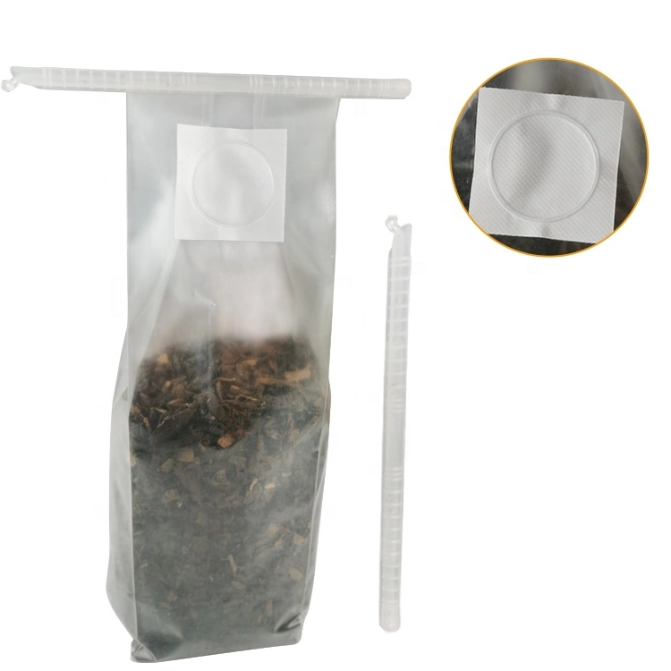 High Temperature Resistance PE PP Transparent Mushroom Grow Bag Breathable Spawn Bags with. 2 Filter Patch