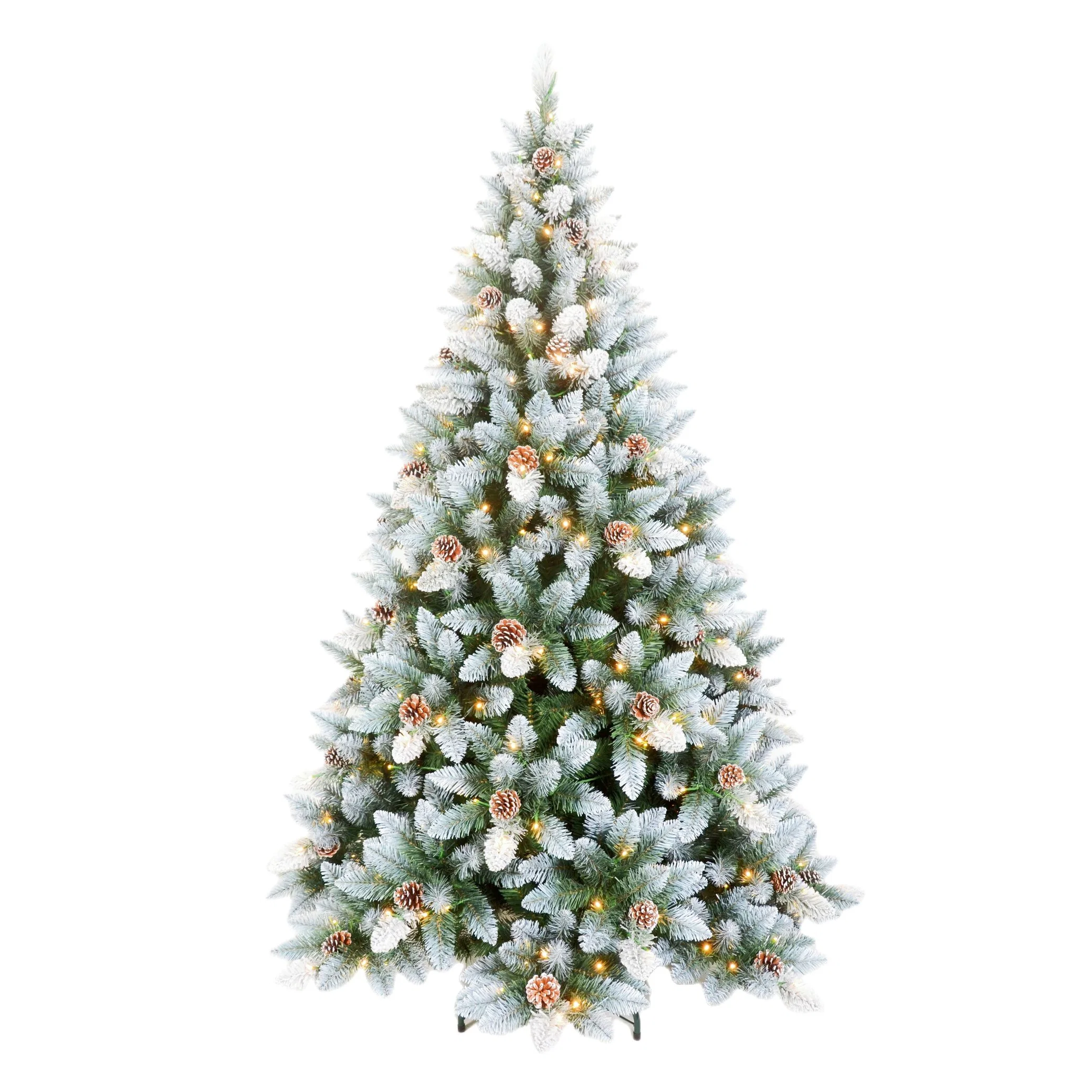 Nuevo diseño de pino blanco de la nieve de PVC PE pre mezclado iluminado árbol de navidad artificial