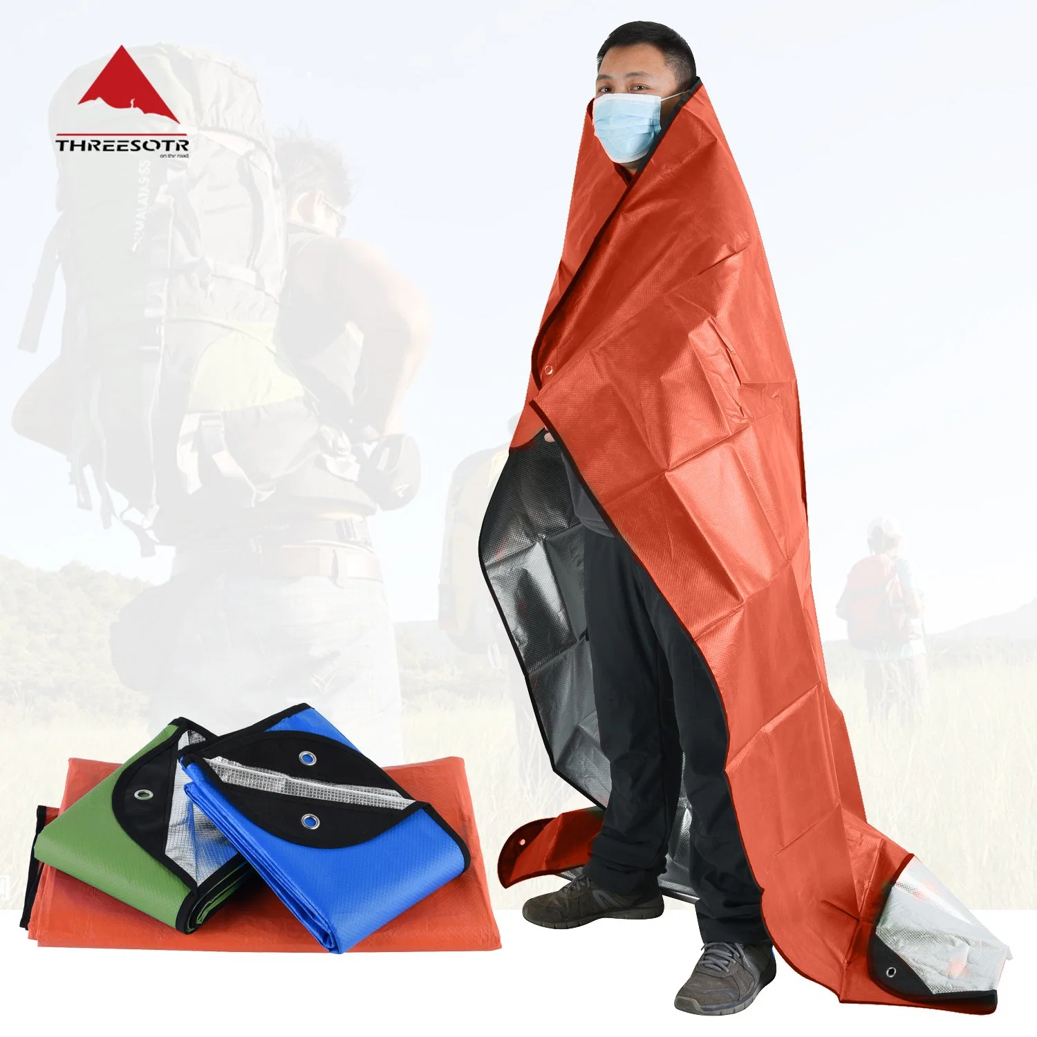 5 Layer Emergency Survival Space Blanket in Orange Color