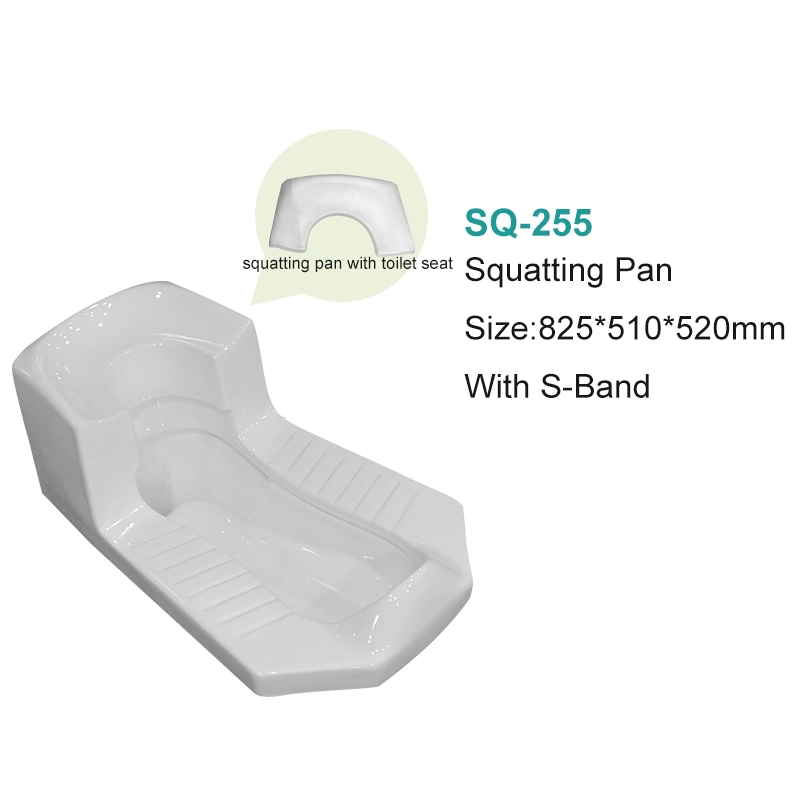 Large Size Squat and Sit Two Usage Squat Toilet with S-Bend Bathroom Ceramic Squatting Pan with Toilet Seat