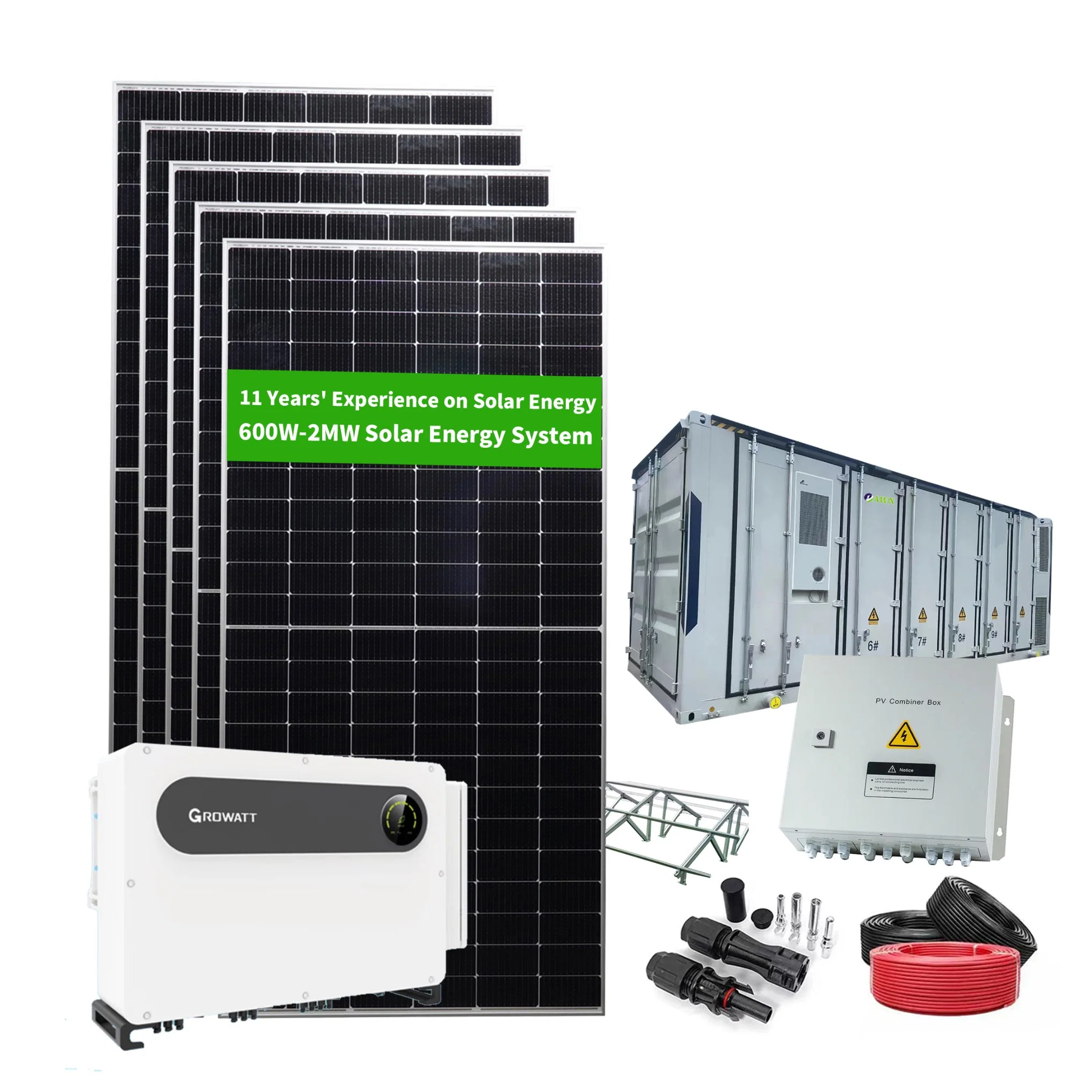 Fabricante China 600W-2MW gerador energias renováveis células fotovoltaicas armazenamento de energia Home Inversor PV alimentação bateria de lítio sistema de painel solar para Solar