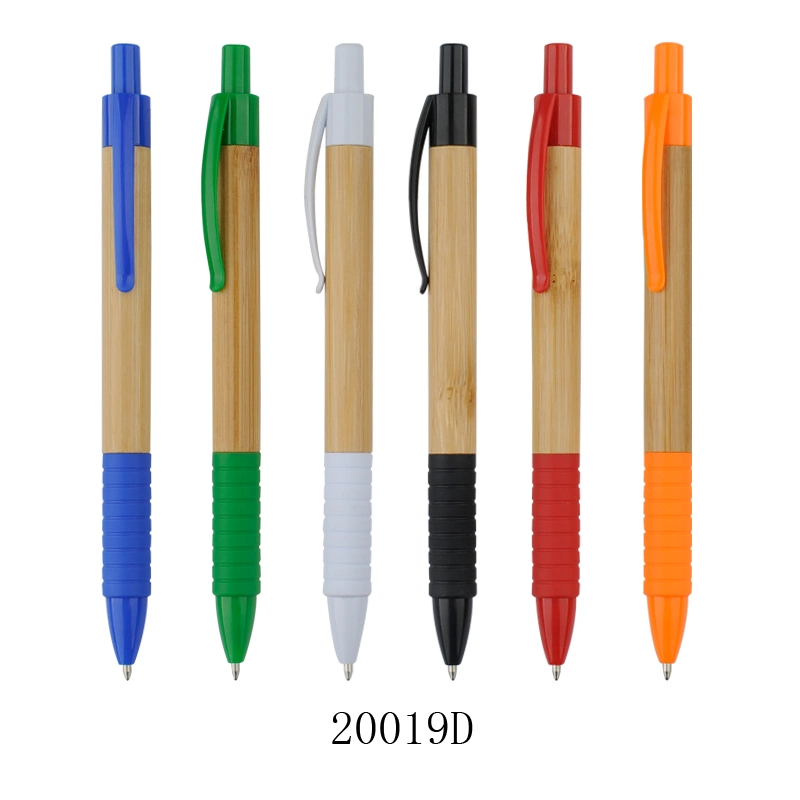 Custom Adverstising Office Plastic Eco Friendly Bamboo Click Ballpoint Pen