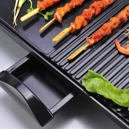 Professional Churrasqueira grill elétrica Non-Sticking frigideira para grelhar