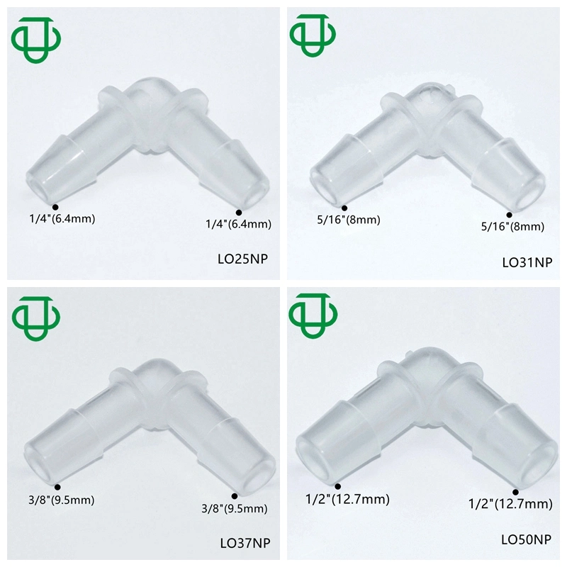 Ju plástico negro en forma de L 1/8" de 3,2 mm de púa de doblar el codo de tubo acodado de colocación de 2 maneras de 90 grados de Conector de tubo de alambre de púas