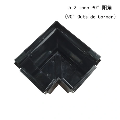 PVC Rain System Fitting 5.2 Inch Black 90 Degree Inside Corner