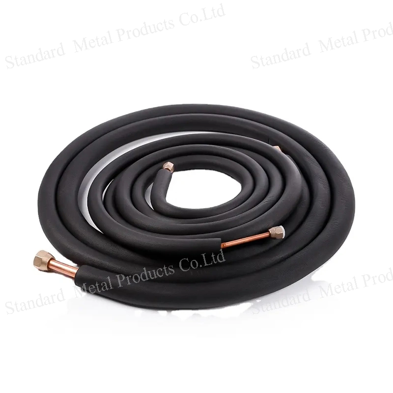 Hot Selling 3m 1/4" X 3/8" Black Rubber Insulation Copper Pipe for Mini Split AC