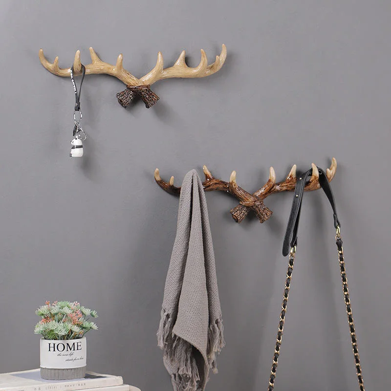 Decoration Antler Hook Deer Head Wall Hanging Key Coat Hook