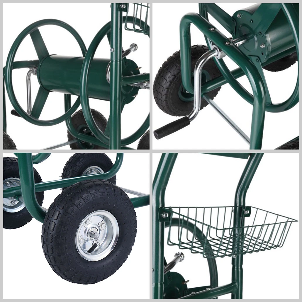 Heavy Duty Garden Hose Reel Cart for Water Garden with Basket